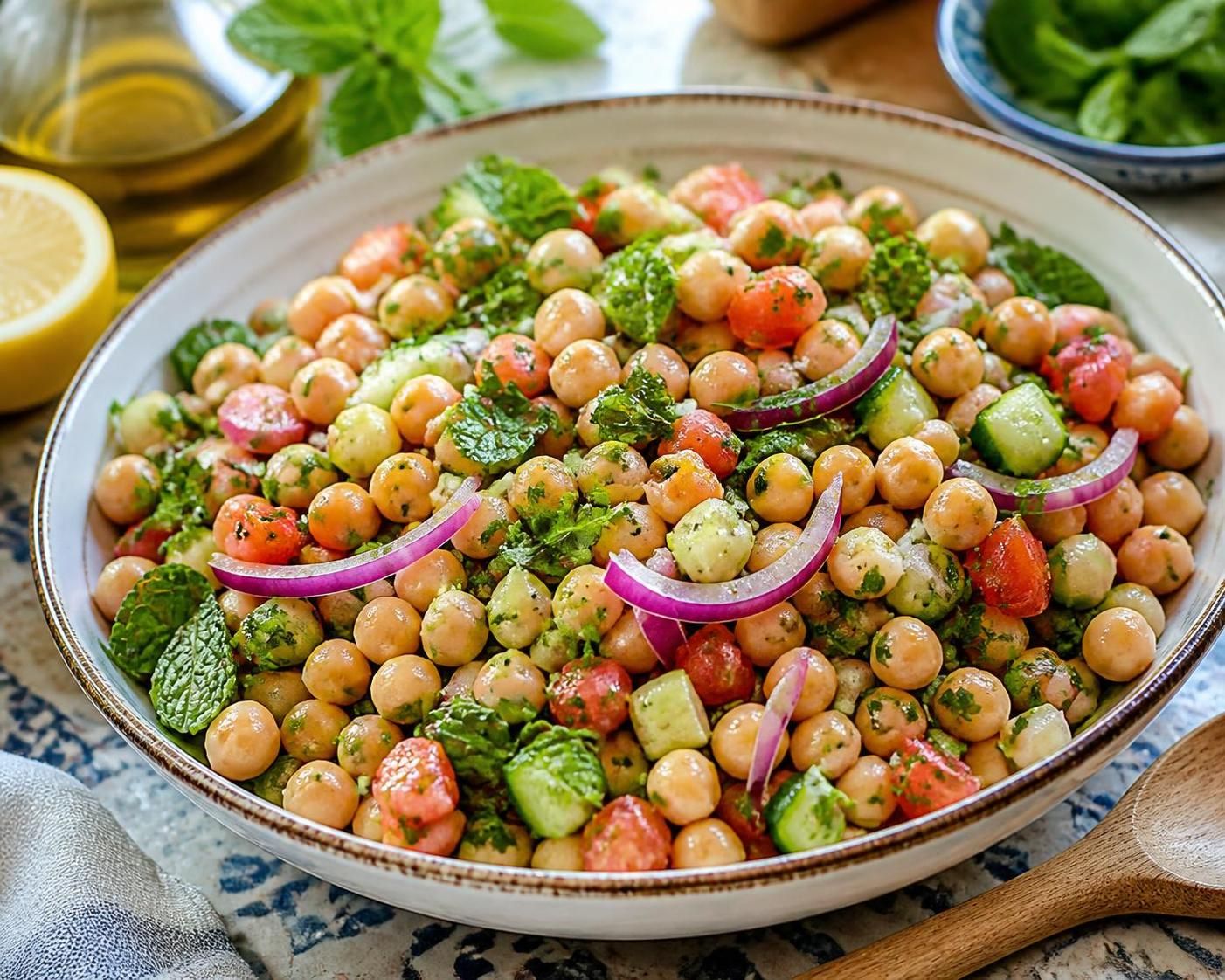 découvrez la recette fraîche et savoureuse de la salade libanaise aux pois chiches, idéale pour un repas léger et plein de saveurs authentiques du moyen-orient.